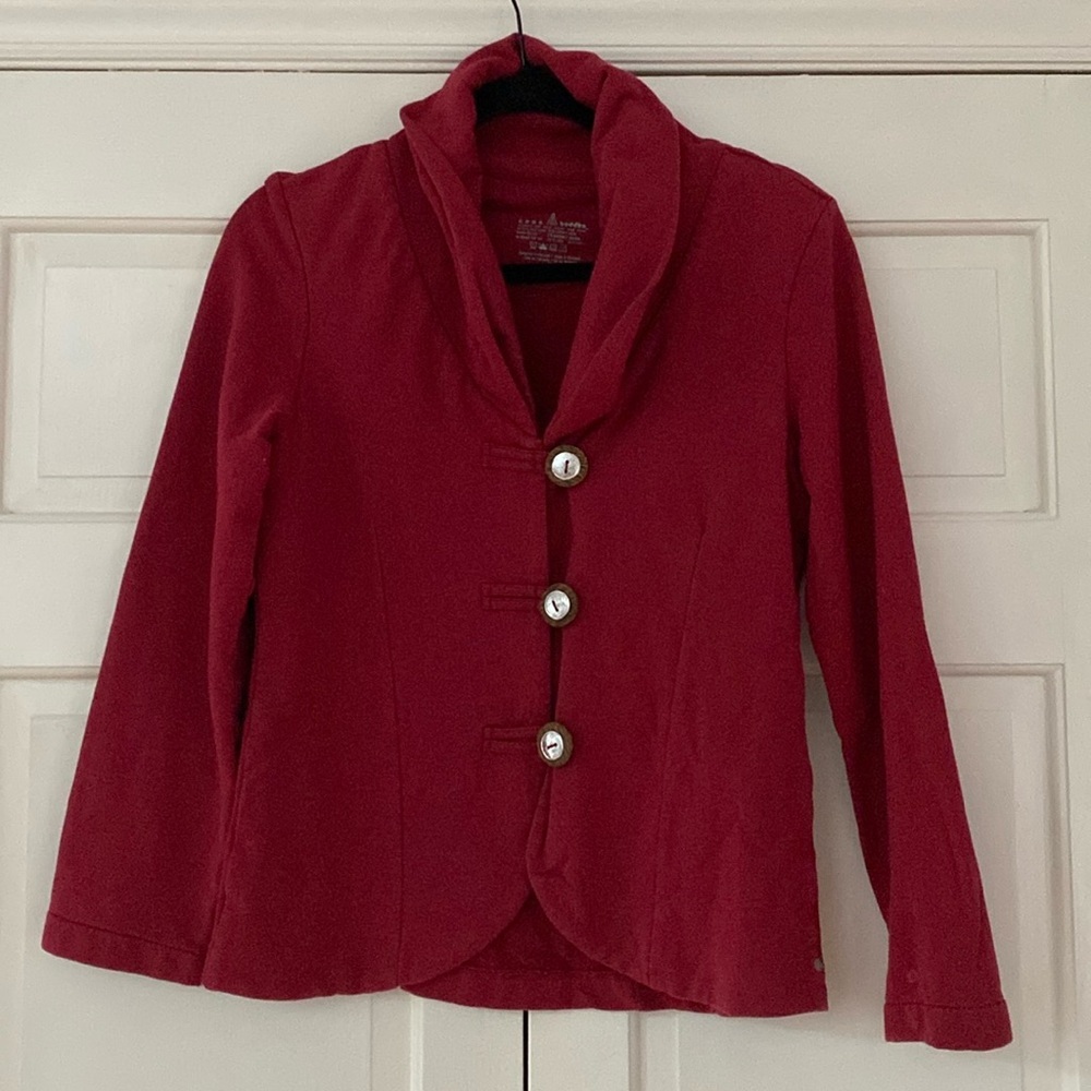 Neon Buddha Button Front Sweatshirt Jacket Sweater Buttons Cowl Relaxed Size XS